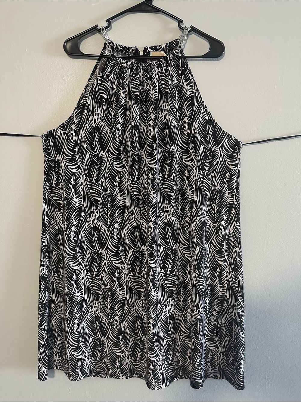 Michael Kors XL Halter Black and White Leaf-Print Sleeveless Dress - Picture 7 of 7